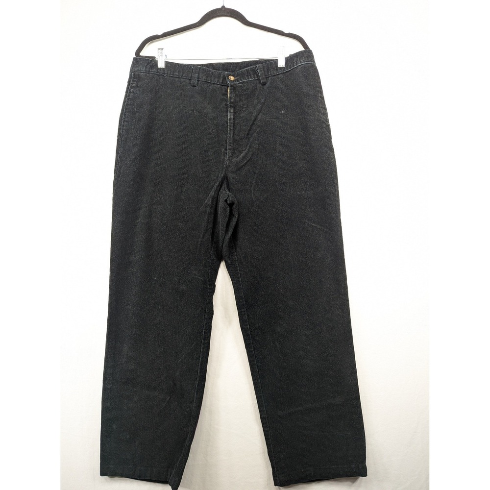 Haggar Mens Black Corduroy Straight Leg Pants 38x30 Cotton Blend Casual Trousers